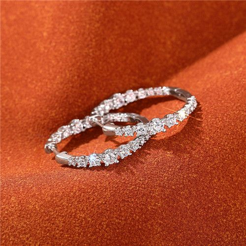 Lady New Fashion Round Zircon Earrings Women Unique Design Earrings Hoop Daily Wear. Niche Style Jewelry Accessories