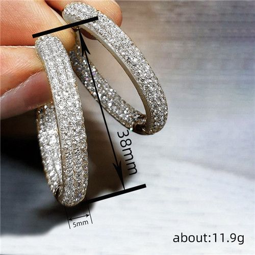 Lad New Fashionable Exaggerated Full-diamond Earrings Unique Niche and Elegant Accessories Luxury Shinny Zircon Diamond Earrings Hoop