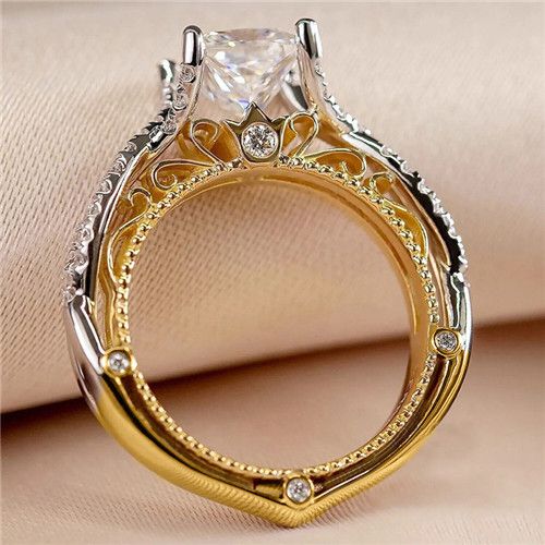 Women's Court-style Fashionable Ring Elegant and Noble Accessory with Square Zircon Geometric Design Wedding Ring Lady Two Color Engagement Ring