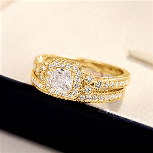 Lady New Style of Zircon Pair Rings  Light Luxury Wedding Occasion Jewelry Fashionable and Popular Banquet Style Engagement Ring Proposal Gift Ring