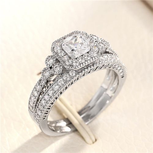 Lady New Style of Zircon Pair Rings  Light Luxury Wedding Occasion Jewelry Fashionable and Popular Banquet Style Engagement Ring Proposal Gift Ring