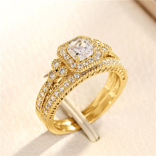 Lady New Style of Zircon Pair Rings  Light Luxury Wedding Occasion Jewelry Fashionable and Popular Banquet Style Engagement Ring Proposal Gift Ring