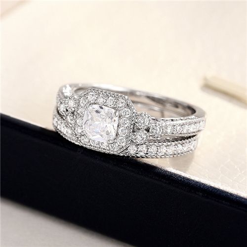 Lady New Style of Zircon Pair Rings  Light Luxury Wedding Occasion Jewelry Fashionable and Popular Banquet Style Engagement Ring Proposal Gift Ring