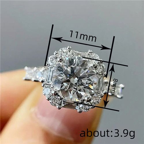 Lady New Fashion Wedding Ring Silver Color Engagement Ring Sparkling Micro-painted Zircon Fairy-like Light Luxury Ins Style Jewelry