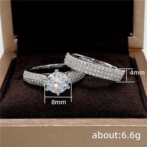 Women New Fashion Wedding Rings Two Pcs set Engagement Ring Lady Inlaid Zircon Luxury Wedding Ring Party Proposal Ring
