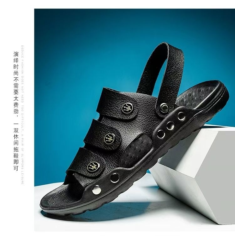 Sandals, men's soft soled two on sandals, breathable outdoor casual shoes with toe caps, trendy beach shoes, fashionable plus size men's shoes.