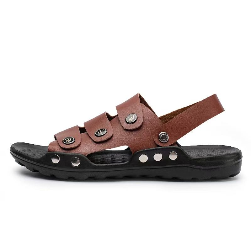 Sandals, men's soft soled two on sandals, breathable outdoor casual shoes with toe caps, trendy beach shoes, fashionable plus size men's shoes.