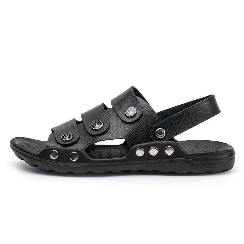 Sandals, men's soft soled two on sandals, breathable outdoor casual shoes with toe caps, trendy beach shoes, fashionable plus size men's shoes.