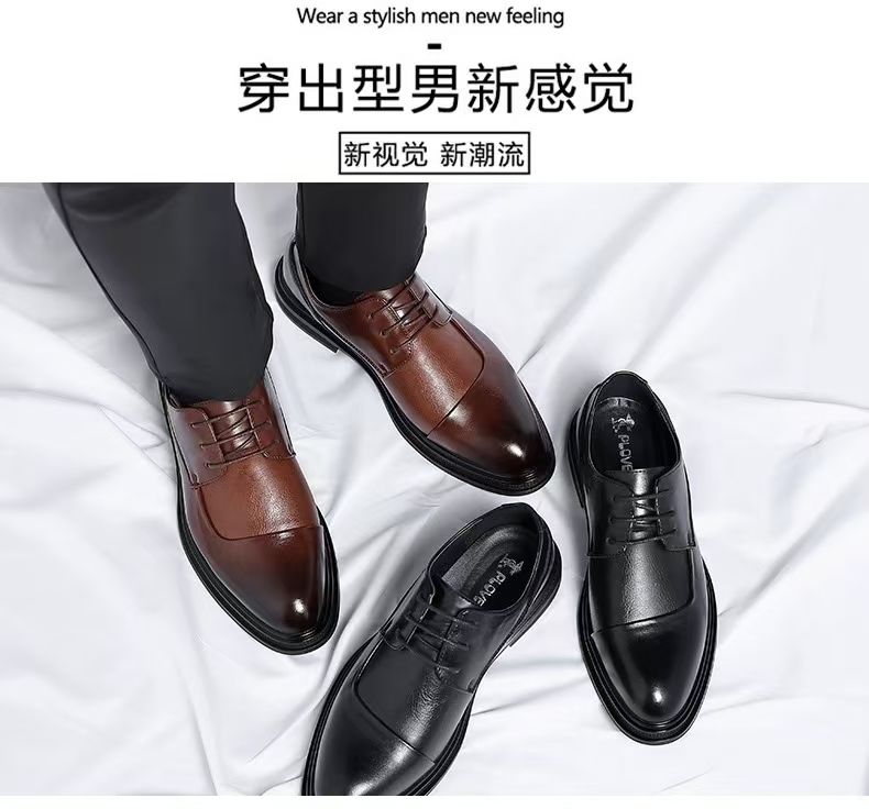 Men's leather shoes, business high-end casual leather shoes, low cut fashionable and comfortable lace up styles, men's shoes, business suits, trendy shoes, men's shoes.