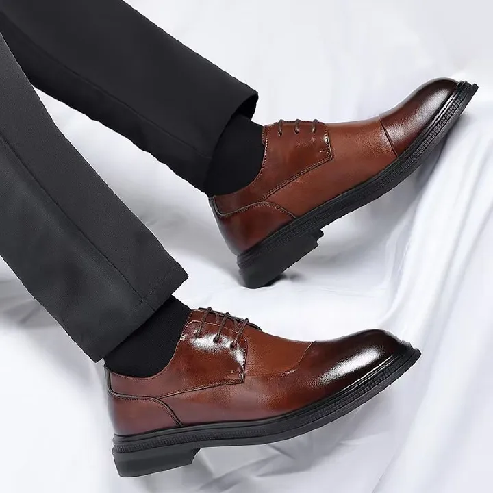 Men's leather shoes, business high-end casual leather shoes, low cut fashionable and comfortable lace up styles, men's shoes, business suits, trendy shoes, men's shoes.