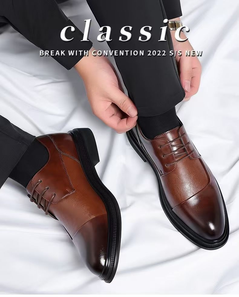 Men's leather shoes, business high-end casual leather shoes, low cut fashionable and comfortable lace up styles, men's shoes, business suits, trendy shoes, men's shoes.