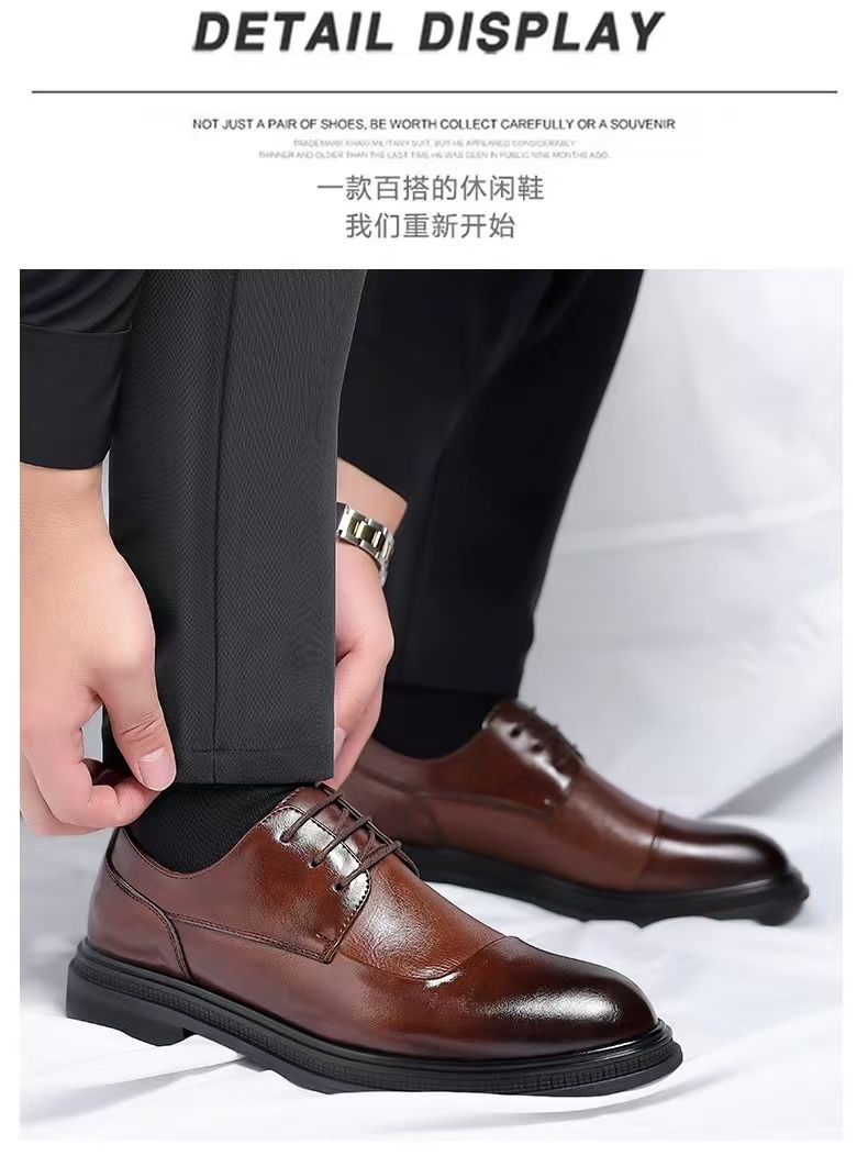 Men's leather shoes, business high-end casual leather shoes, low cut fashionable and comfortable lace up styles, men's shoes, business suits, trendy shoes, men's shoes.