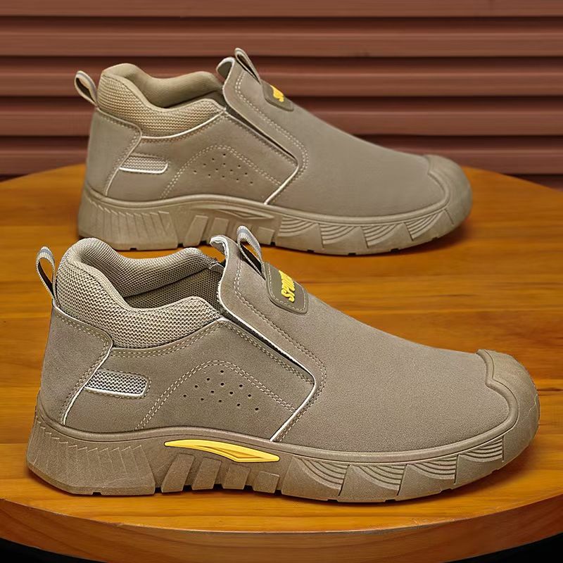 Men's shoes with soft soles and dirt resistant work shoes without steel toe caps for labor protection.
