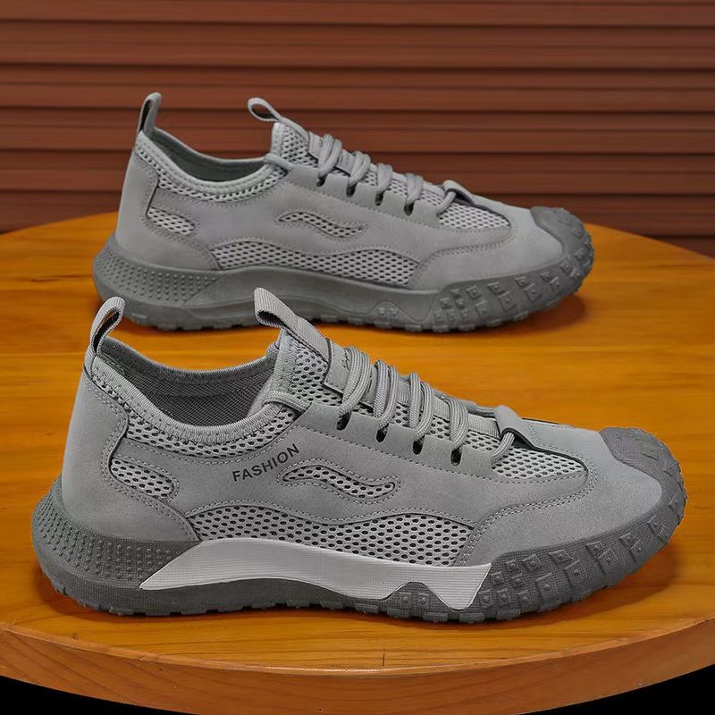 Labor protection shoes, men's shoes, breathable mesh perforated mesh shoes, sports shoes, anti slip and wear-resistant casual outdoor work board shoes.