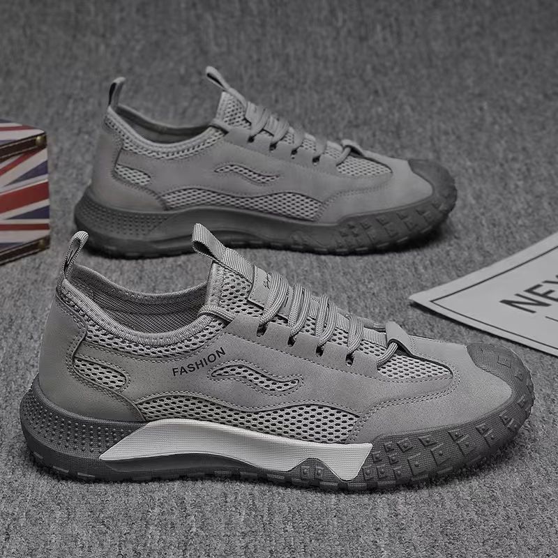 Labor protection shoes, men's shoes, breathable mesh perforated mesh shoes, sports shoes, anti slip and wear-resistant casual outdoor work board shoes.