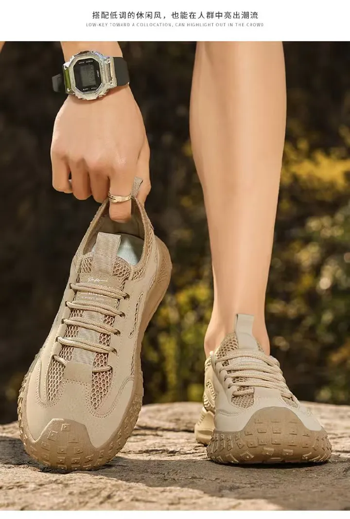 Labor protection shoes, men's shoes, breathable mesh perforated mesh shoes, sports shoes, anti slip and wear-resistant casual outdoor work board shoes.