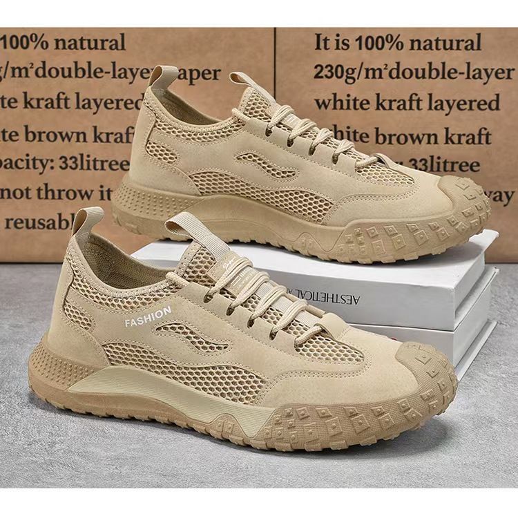 Labor protection shoes, men's shoes, breathable mesh perforated mesh shoes, sports shoes, anti slip and wear-resistant casual outdoor work board shoes.
