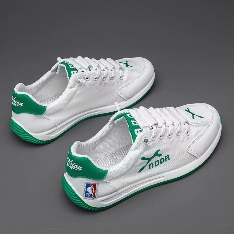 Breathable canvas shoes, men's trendy sports and leisure running shoes, versatile white shoes.