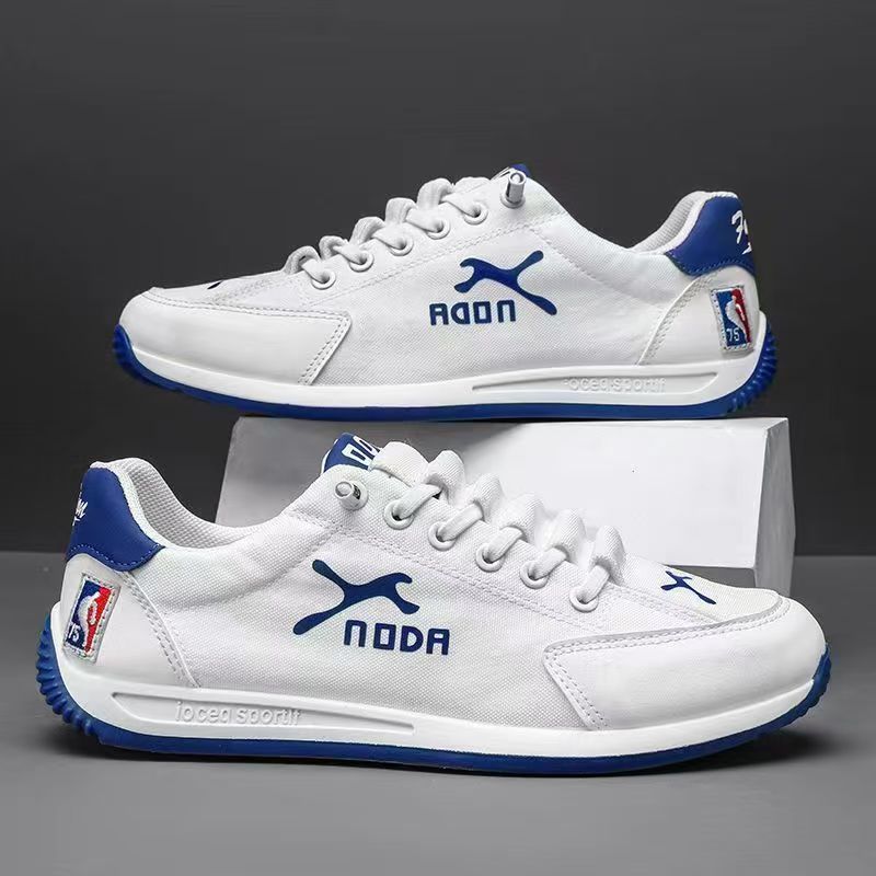 Breathable canvas shoes, men's trendy sports and leisure running shoes, versatile white shoes.