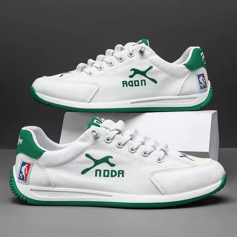 Breathable canvas shoes, men's trendy sports and leisure running shoes, versatile white shoes.