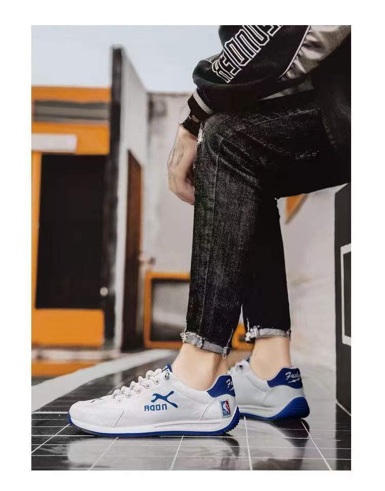 Breathable canvas shoes, men's trendy sports and leisure running shoes, versatile white shoes.