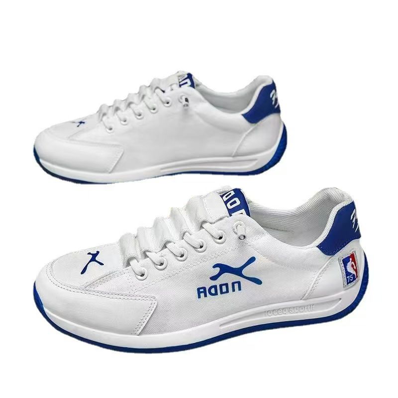 Breathable canvas shoes, men's trendy sports and leisure running shoes, versatile white shoes.