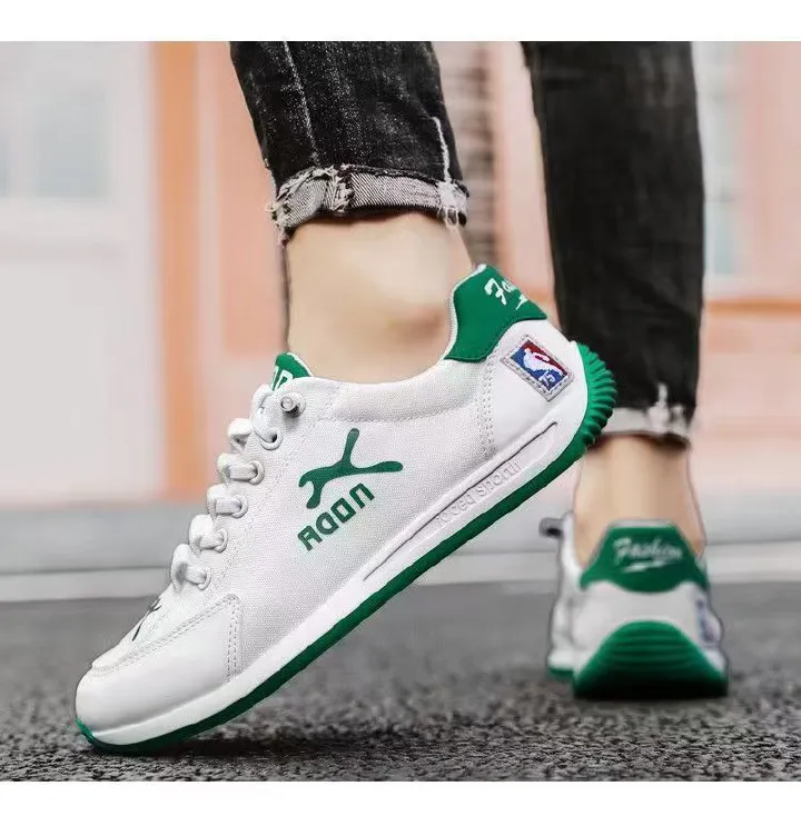 Breathable canvas shoes, men's trendy sports and leisure running shoes, versatile white shoes.