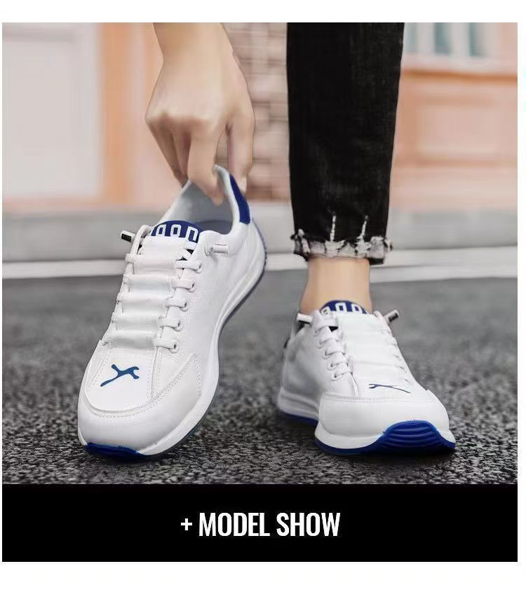 Breathable canvas shoes, men's trendy sports and leisure running shoes, versatile white shoes.