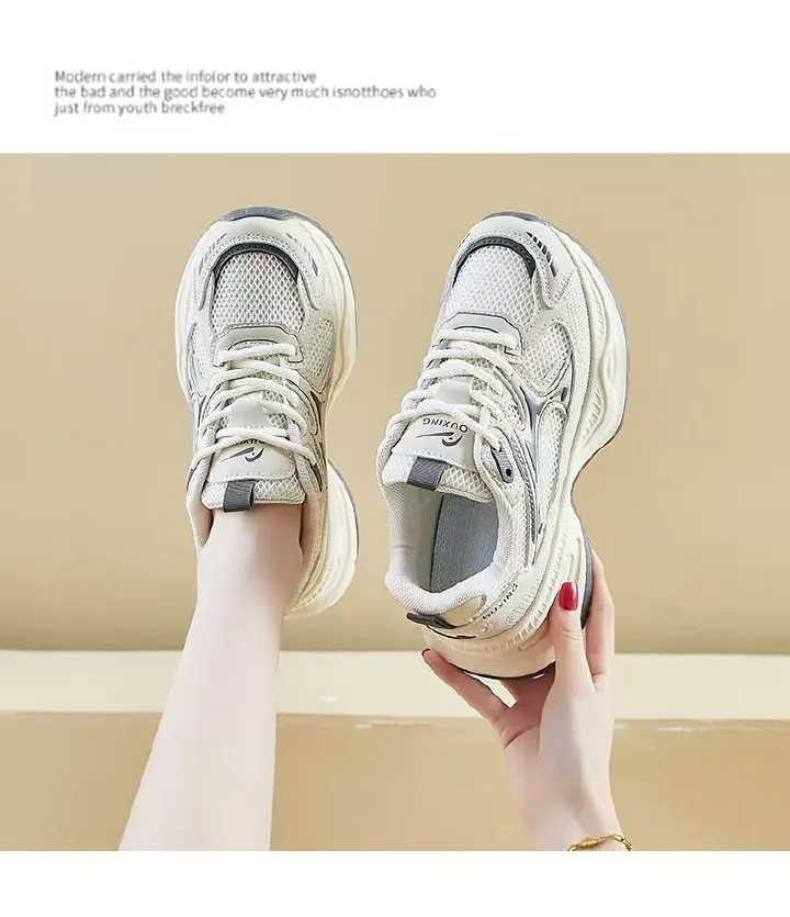 Women's shoes, fashionable sneakers, old shoes, female teenagers, students, sports, running, casual shoes, thick-soled height-increasing sneakers.