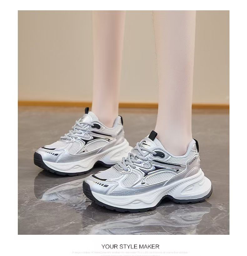 Women's shoes, fashionable sneakers, old shoes, female teenagers, students, sports, running, casual shoes, thick-soled height-increasing sneakers.