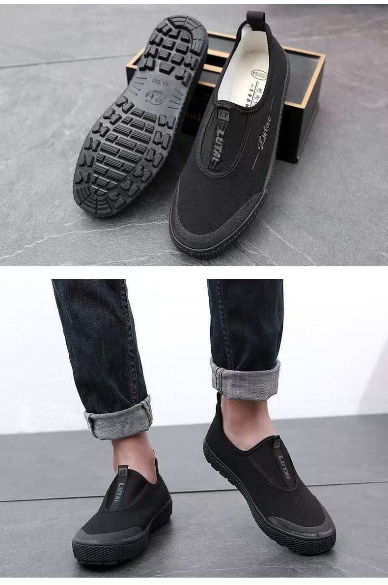 Men's shoes, dad shoes, men's work shoes, canvas shoes, anti-slip labor shoes, wear-resistant liberation shoes, slip-on single shoes.