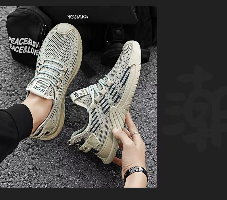 Large-size men's shoes, breathable sneakers, casual thin breathable mesh shoes, fashionable lightweight running men's shoes, outdoor sneakers.