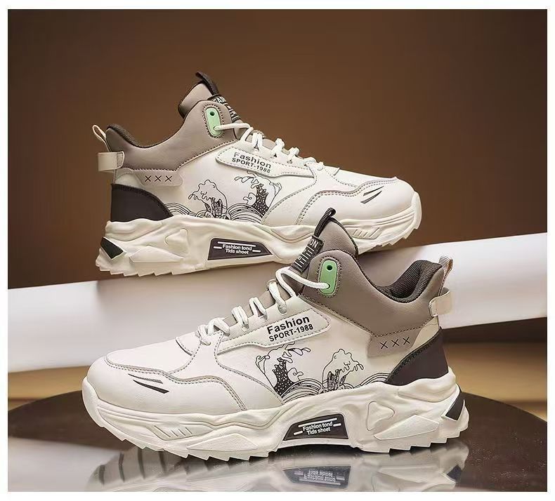 High-top men's shoes, youth fashion sneakers, men's height-increasing sports running shoes