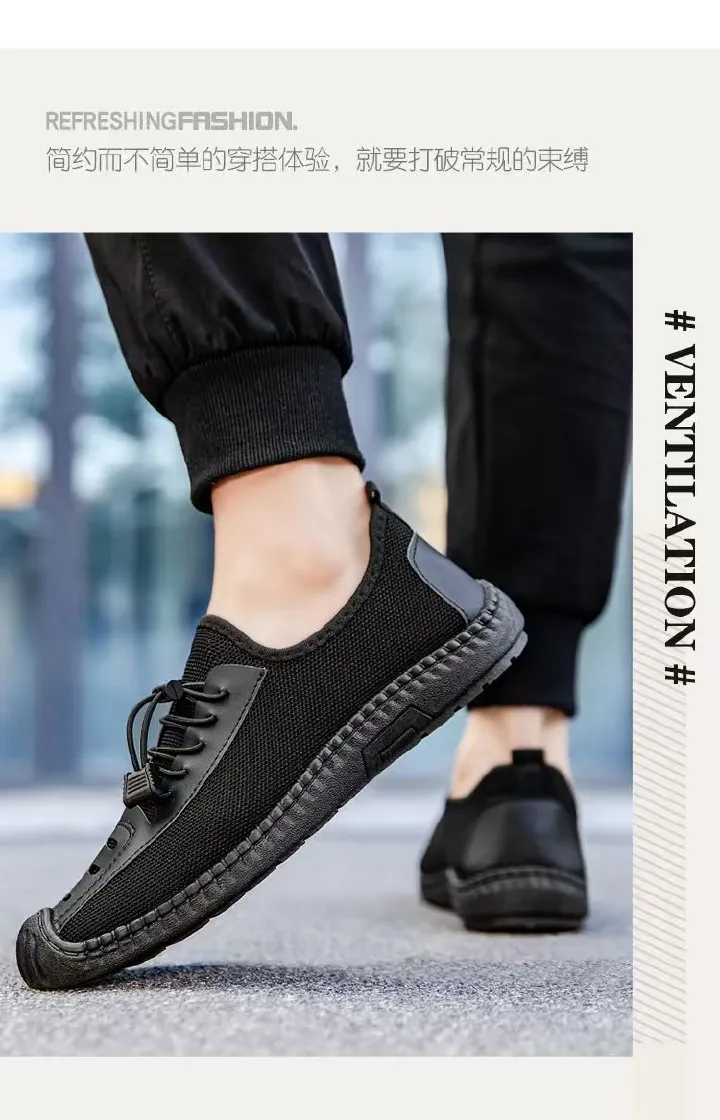 Men's slip-on fashion shoes, soft-soled bean shoes, comfortable and breathable casual shoes.