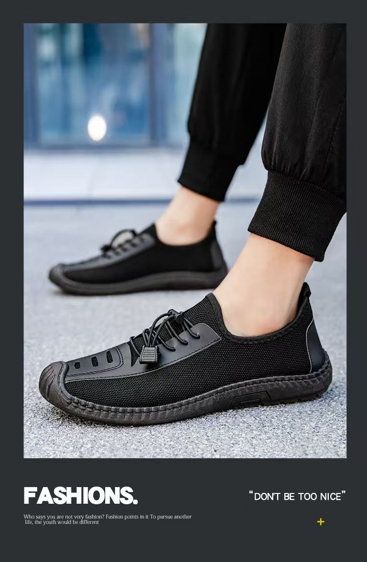 Men's slip-on fashion shoes, soft-soled bean shoes, comfortable and breathable casual shoes.
