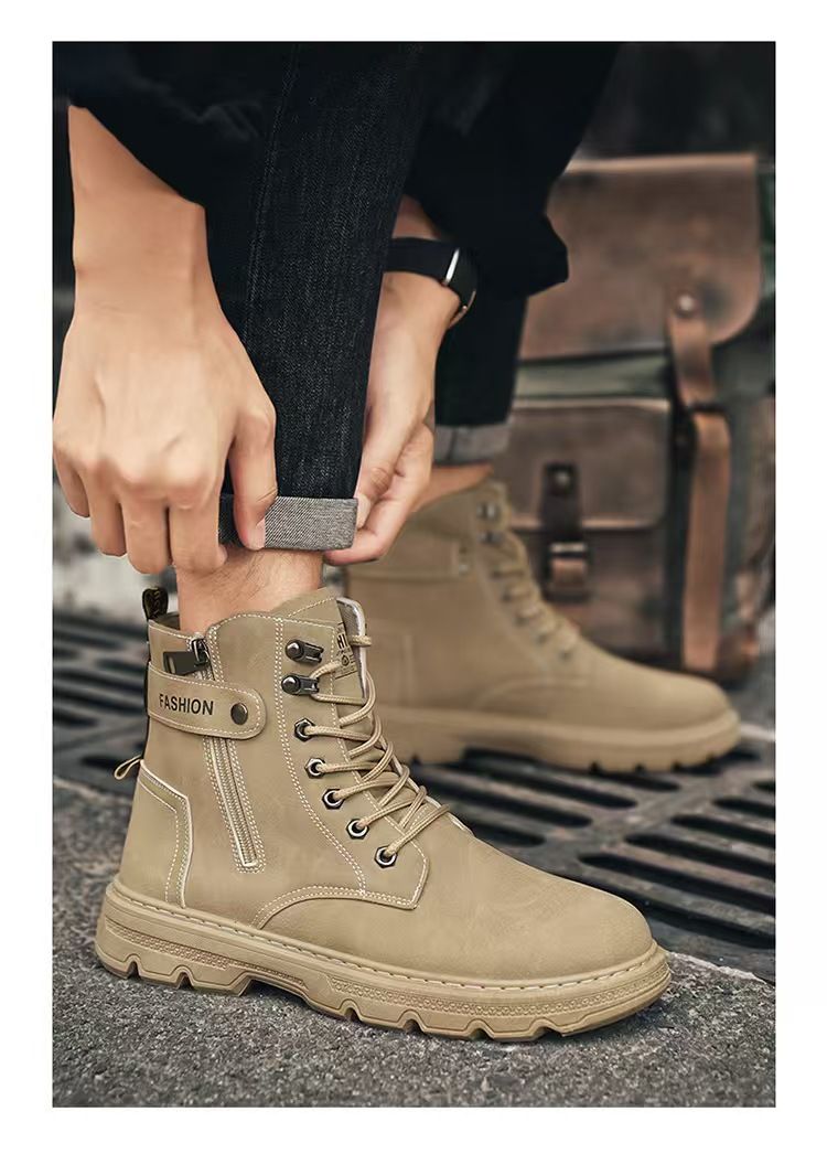 High-top men's shoes, outdoor climbing safety shoes, work boots, work Martin boots, men's motorcycle sports fashion shoes.