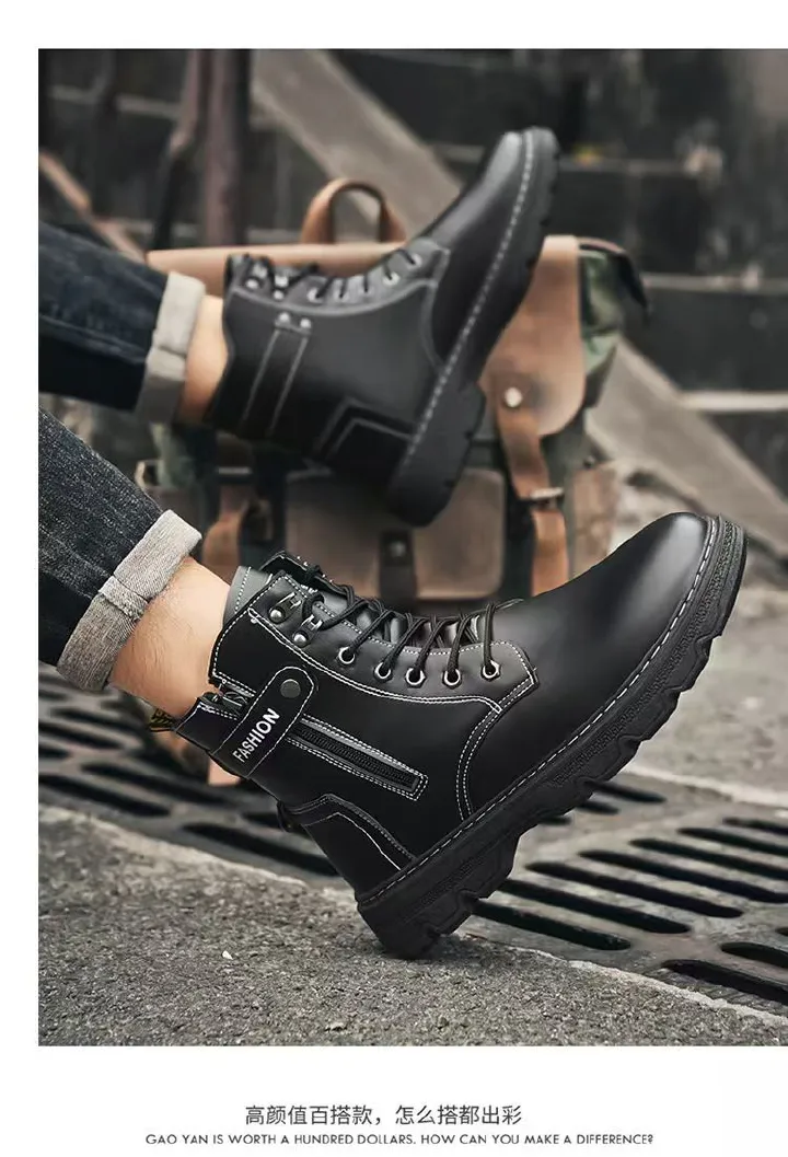 High-top men's shoes, outdoor climbing safety shoes, work boots, work Martin boots, men's motorcycle sports fashion shoes.