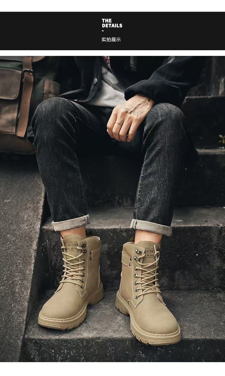 High-top men's shoes, outdoor climbing safety shoes, work boots, work Martin boots, men's motorcycle sports fashion shoes.
