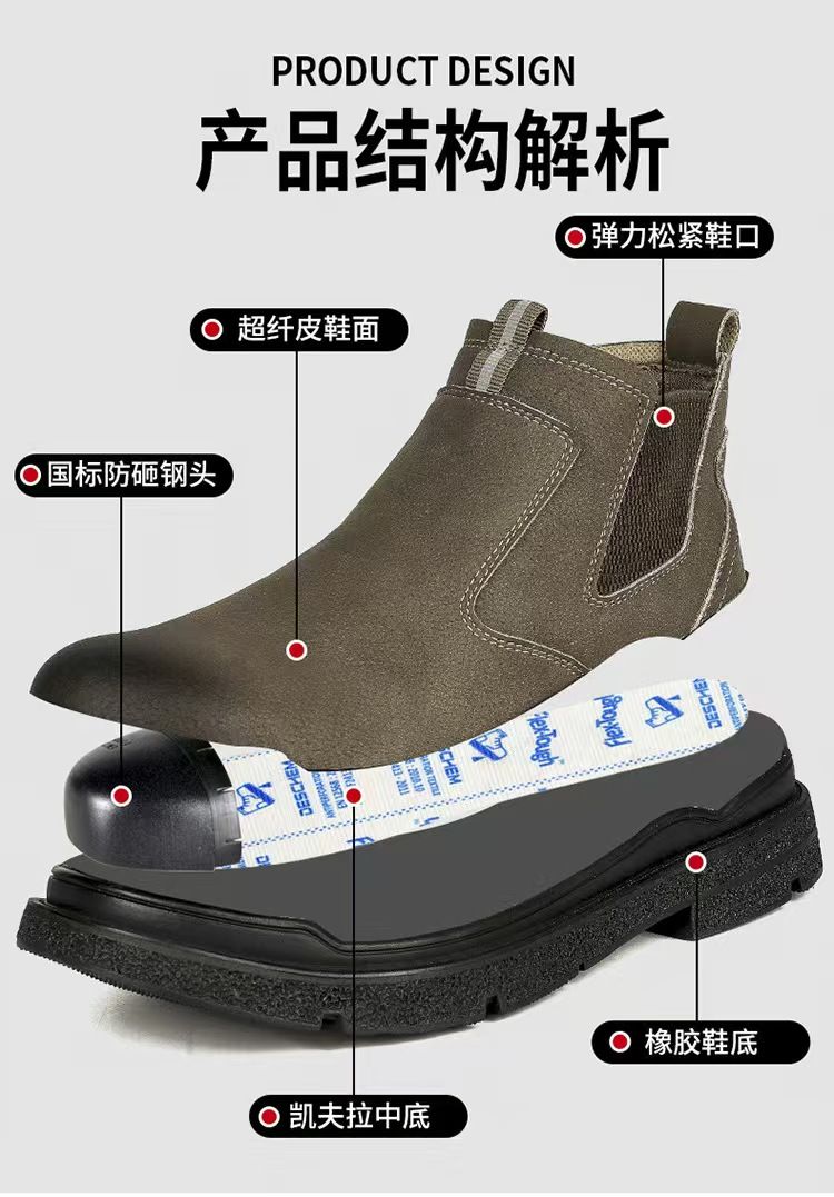 Large men's shoes, anti-smashing and anti-puncture high-top protective shoes for electric welders, comfortable and wear-resistant rubber soles, one-step slip-on safety shoes, work boots, and martin bo