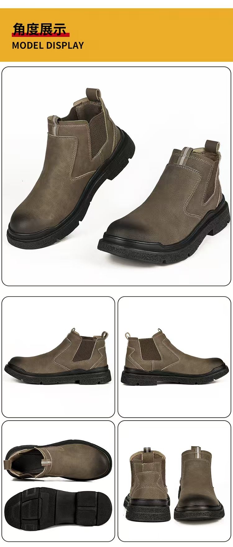 Large men's shoes, anti-smashing and anti-puncture high-top protective shoes for electric welders, comfortable and wear-resistant rubber soles, one-step slip-on safety shoes, work boots, and martin bo