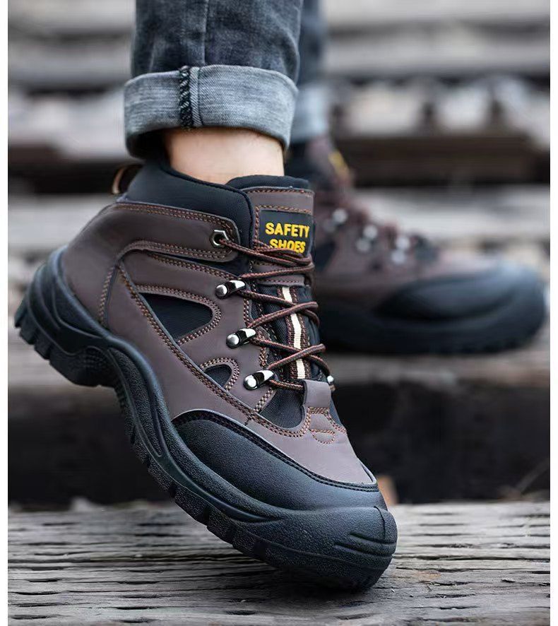 PU injection molded safety shoes, steel toe cap anti-smashing and anti-puncture safety shoes, oil, acid, alkali resistant, wear-resistant, breathable protective shoes, and martin boots.