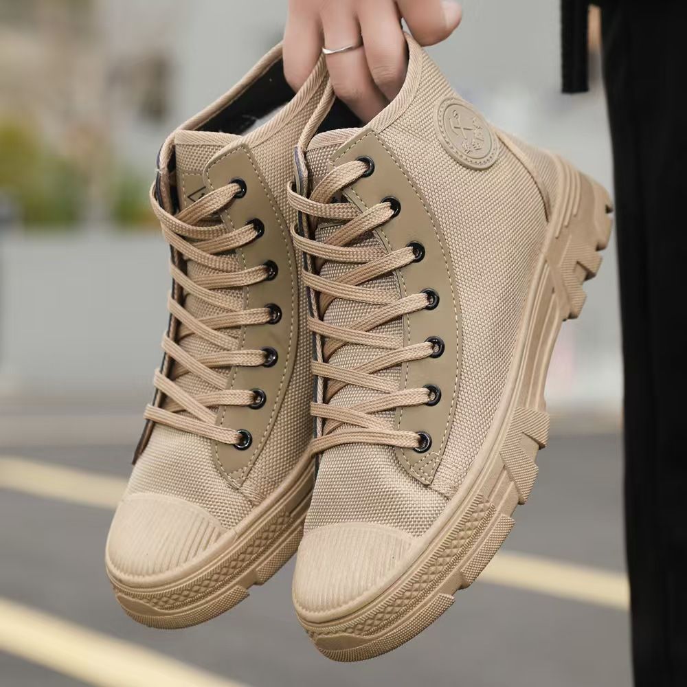 Breathable work shoes, men's shoes, high-top outdoor waterproof martin boots, wear-resistant anti-slip work shoes, single shoes, safety shoes.