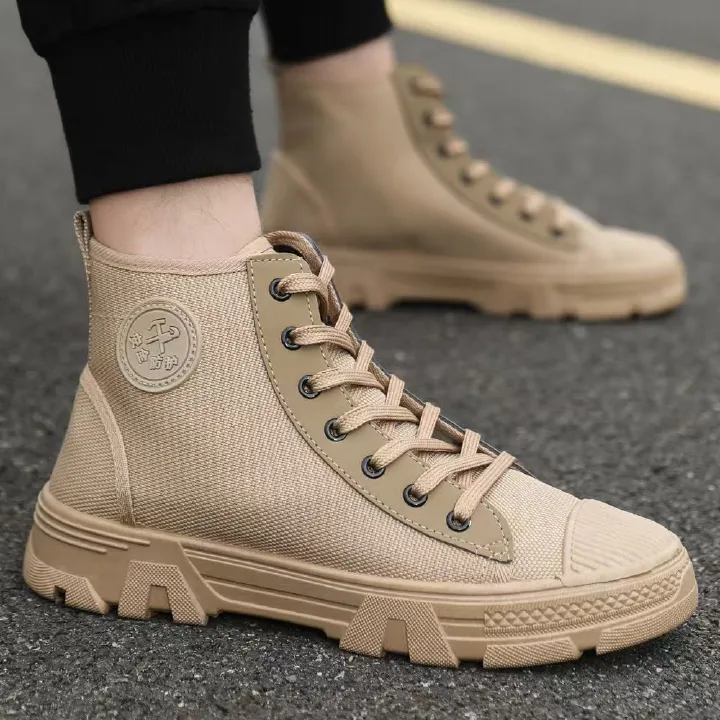 Breathable work shoes, men's shoes, high-top outdoor waterproof martin boots, wear-resistant anti-slip work shoes, single shoes, safety shoes.
