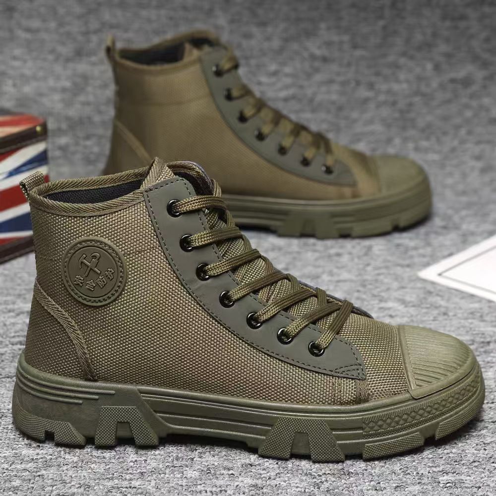 Breathable work shoes, men's shoes, high-top outdoor waterproof martin boots, wear-resistant anti-slip work shoes, single shoes, safety shoes.