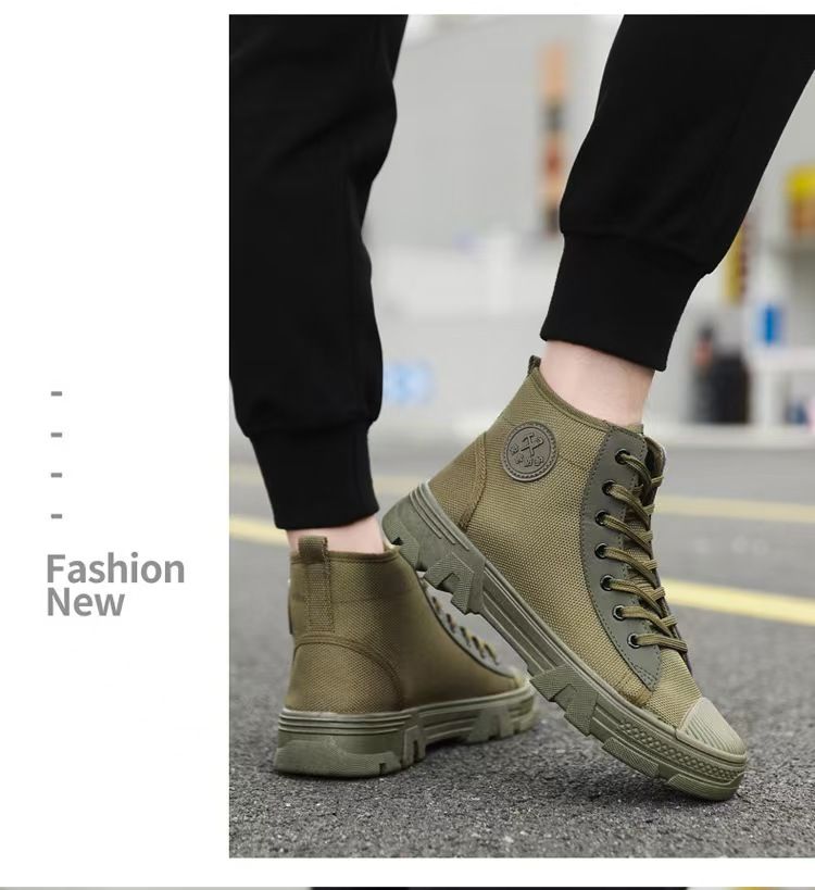 Breathable work shoes, men's shoes, high-top outdoor waterproof martin boots, wear-resistant anti-slip work shoes, single shoes, safety shoes.