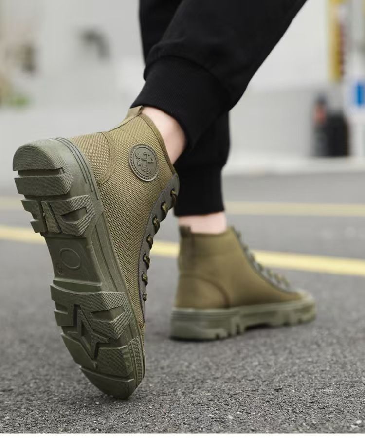 Breathable work shoes, men's shoes, high-top outdoor waterproof martin boots, wear-resistant anti-slip work shoes, single shoes, safety shoes.