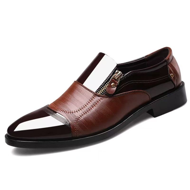 Large-size men's business formal leather shoes, pointed-toe men's shoes, slip-on casual loafers, business formal leather shoes, and banquet shoes