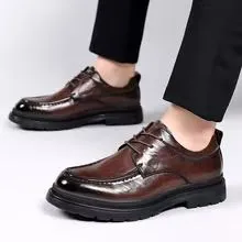 Leather shoes, men's fashionable best-seller British wedding shoes, inner height-increasing business formal leather shoes for men, banquet shoes.
