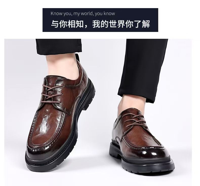 Leather shoes, men's fashionable best-seller British wedding shoes, inner height-increasing business formal leather shoes for men, banquet shoes.