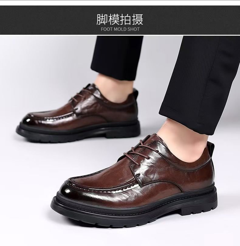 Leather shoes, men's fashionable best-seller British wedding shoes, inner height-increasing business formal leather shoes for men, banquet shoes.